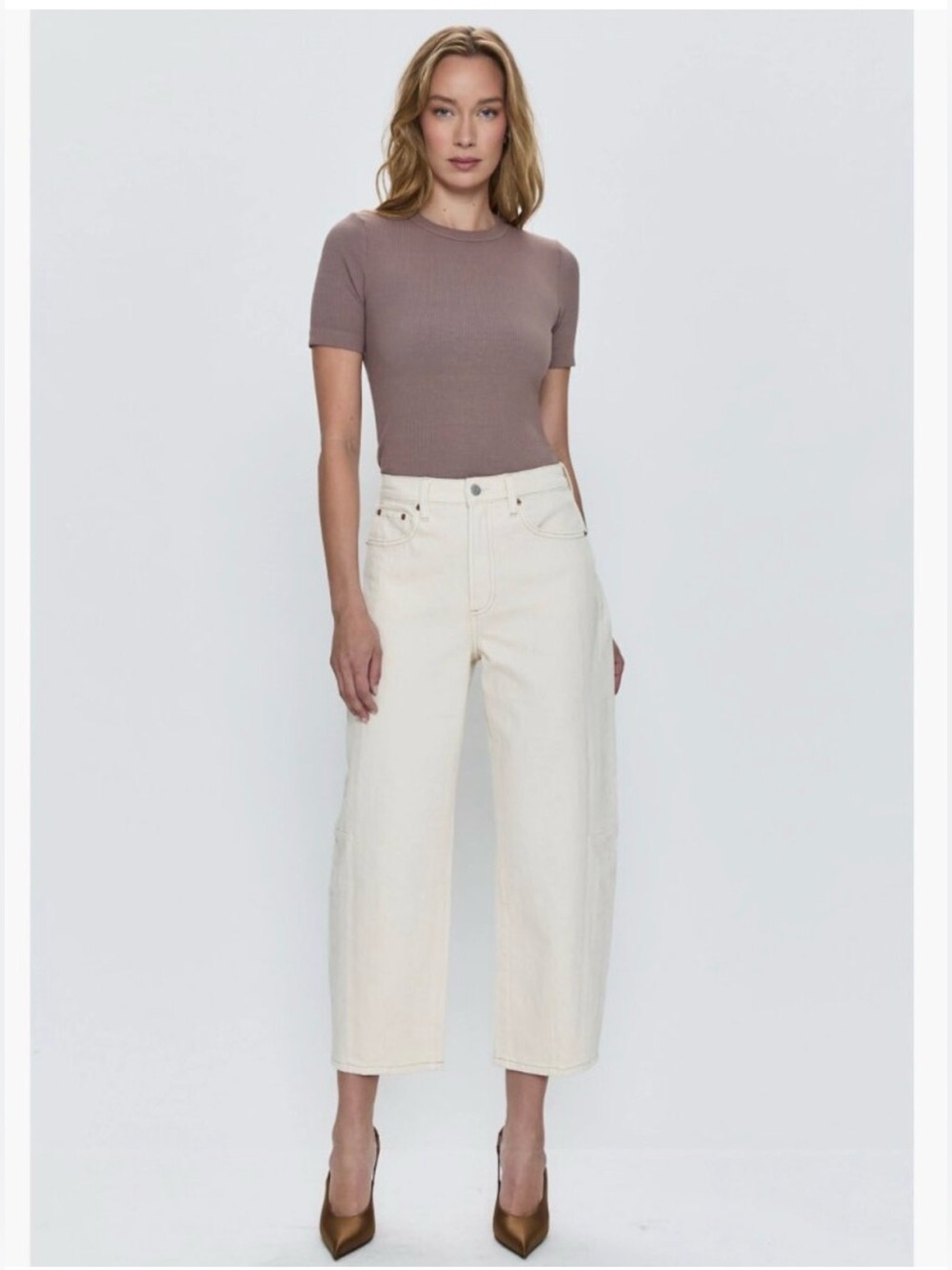 Pistola Eli High Rise Arched Leg Jean Cream Size 28